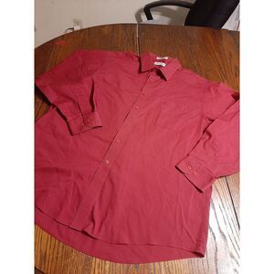 Excellent Condition 17.5 Red Pierre Cardin Long Sleeve Button Up Dress Shirt